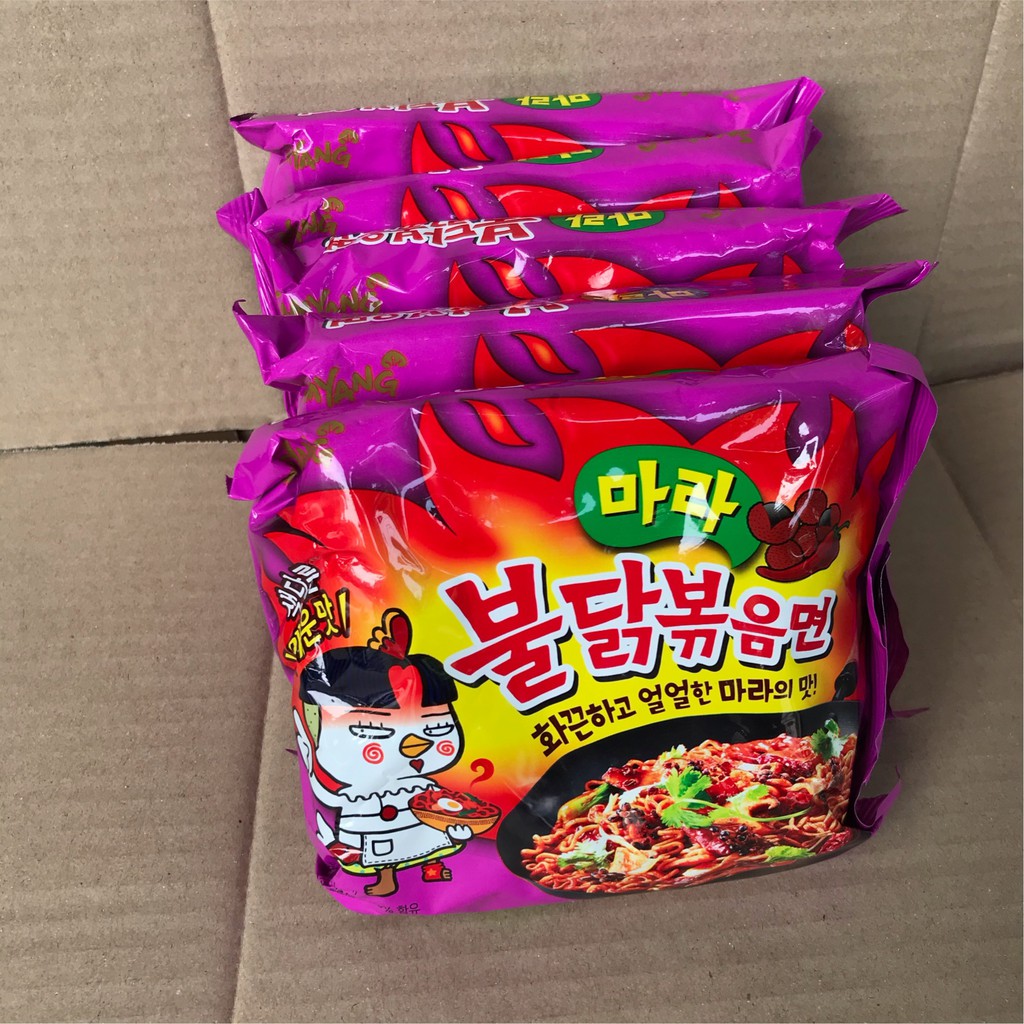 |Date 12.2019|Lốc 5 Gói Mỳ Trộn Cay SamYang Mala Tím 135g