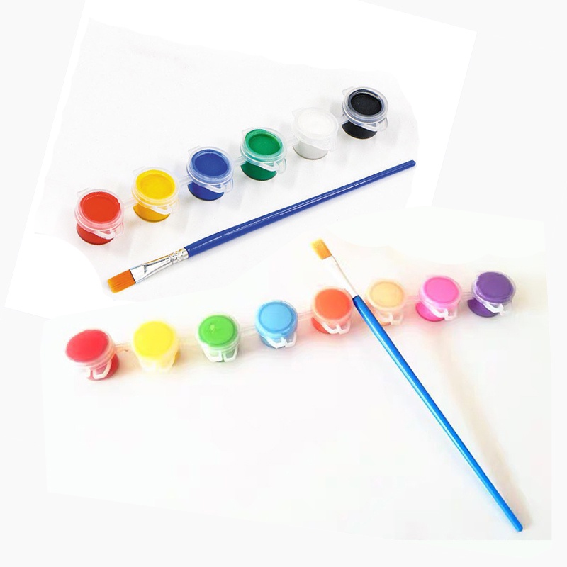 Vỉ 6-8 màu 1 bút lông tô tượng vẽ tranh, màu nước Aclyric cho bé tô tượng - Eco247