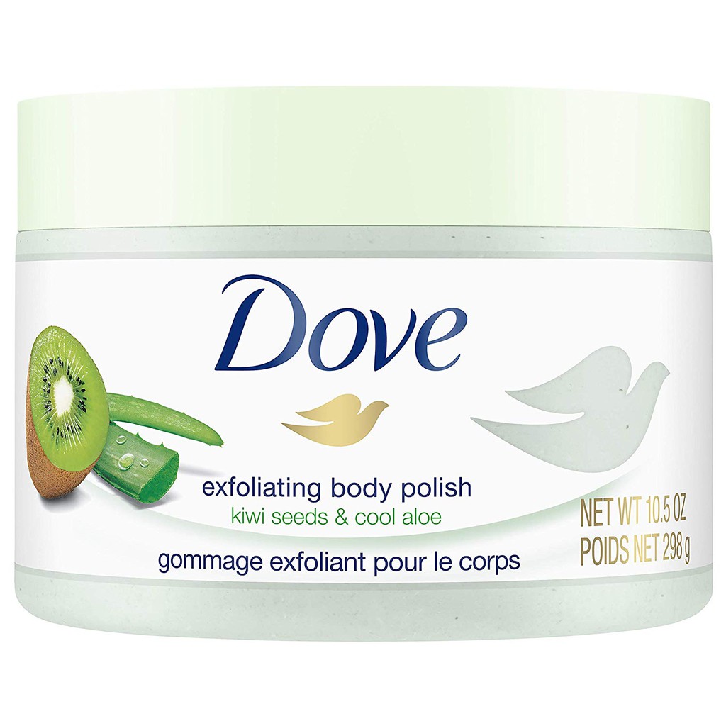 Sữa tắm tẩy tế bào chết chứa nha đam &amp; kiwi Dove Exfoliating Body Polish Body Scrub Kiwi &amp; Aloe 298g (Mỹ)