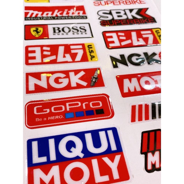 Tem nổi LIQUI NGK GOPRO MOTUL cao cấp dán xe máy, ô tô, mũ bảo hiểm chống thấm nước, chống bay màu