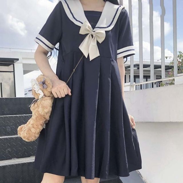 Đầm dáng suông nữ sinh thắt nơ Lolia ngọt ngào 🌸