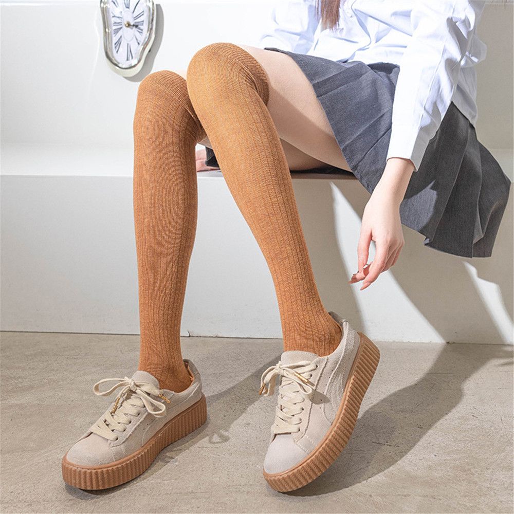 Vớ ống dài qua gối màu trơn kẻ sọc gợi cảm thời trang xuân thu MIHAN1 cho nữ