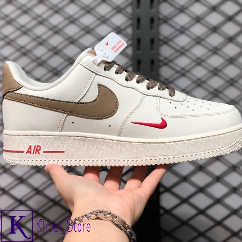 Giày thể thao Nike_AF1 vệt nâu, Giày sneaker Air Force 1 Low White Brown nam nữ ( Full Bill Box )