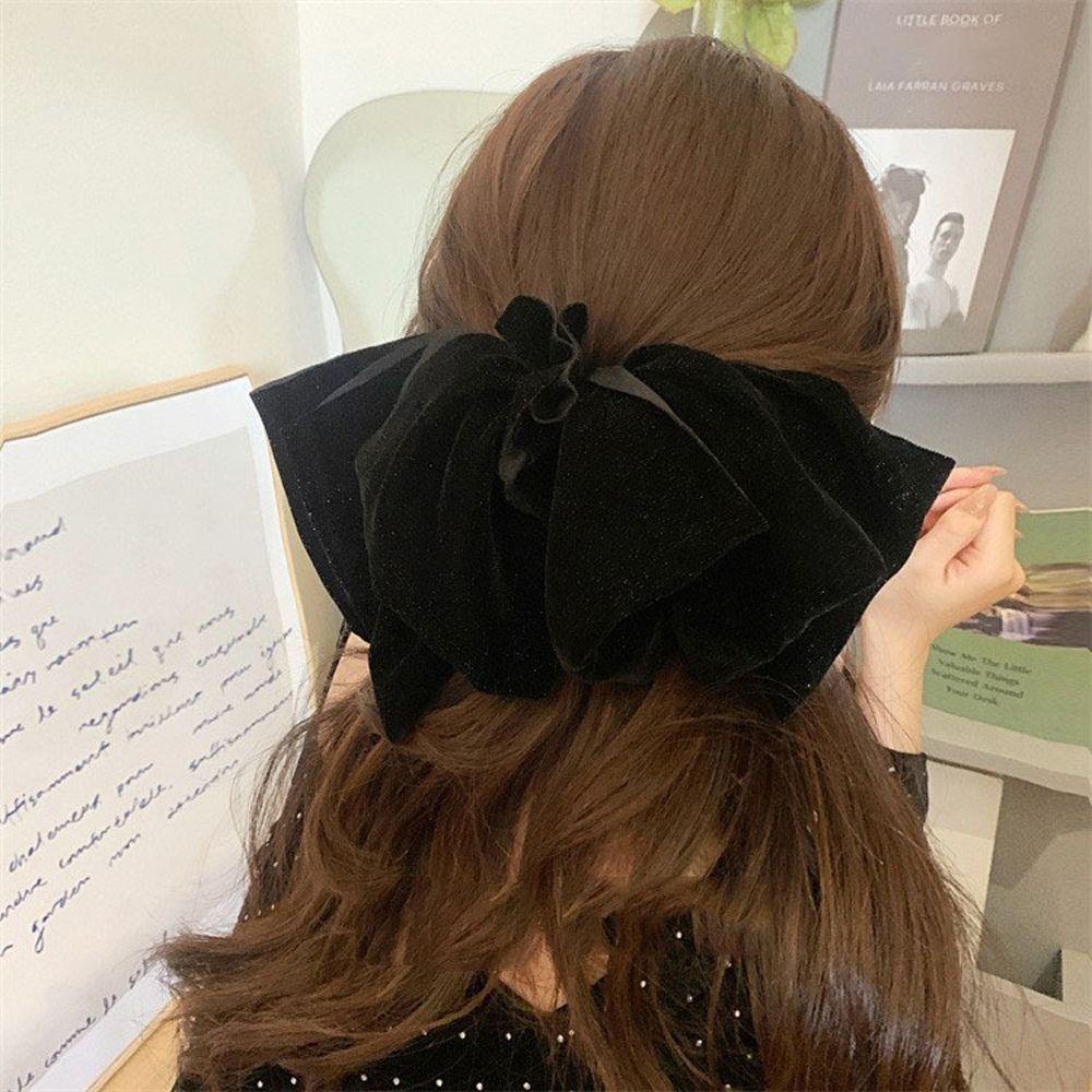 Kẹp Tóc Hình Nơ Màu Trơn Cỡ Lớn Phong Cách Vintage Thời Trang Cho Nữ