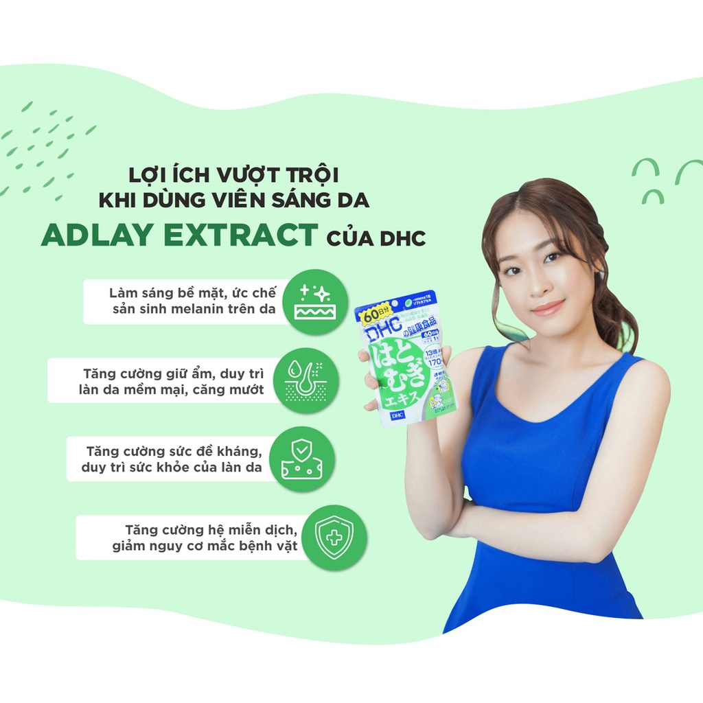 Viên uống DHC sáng da Adlay Extract cho da mịn màng tươi sáng 30 ngày Nhật Bản