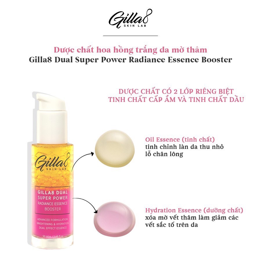 DƯỢC CHẤT HOA HỒNG GILLA8 DUAL SUPER POWER RADIANCE BOOSTER 50ML