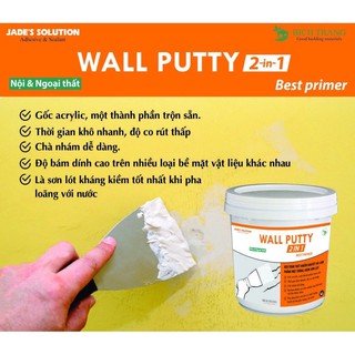 Keo che lắp lỗ ốc vít, lỗ dinh, tắc kê và vết nứt nhỏ - kiêm sơn lót - Wall Putty (2 in 1) trộn sẵn sử dụng ngay