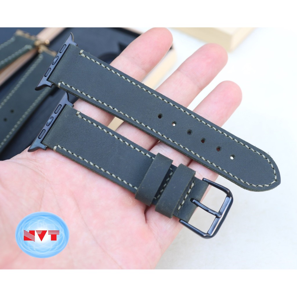 Dây đeo thay thế Apple Watch 1,2,3,4,5,6, SE da bò sáp handmade