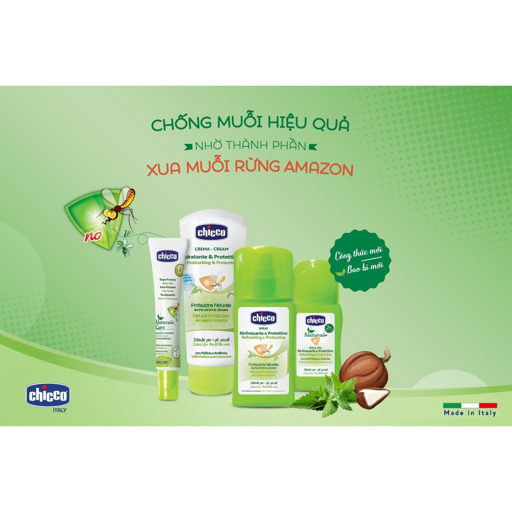 Lăn bôi vết muỗi và côn trùng cắn Chicco Ý 100ml an toàn cho trẻ sơ sinh