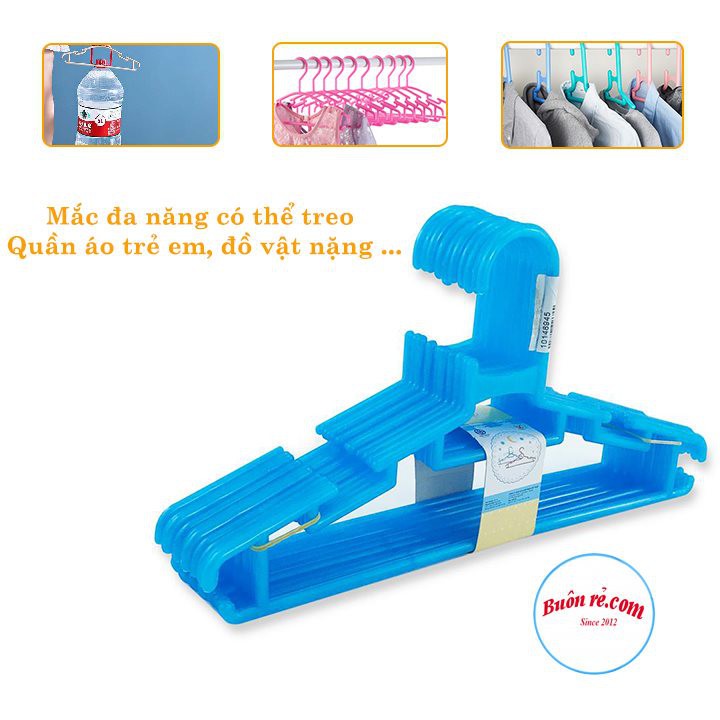 Set 10 móc treo quần áo nhựa Việt Nhật 2 size cho người lớn, trẻ em -Mắc nhũ treo quần áo, móc phơi đồ bền đẹp 2814/2815