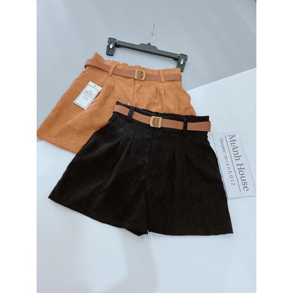 Quần Nhung Tăm Kèm Belt Quần có Túi &amp; Lưng Thun sau