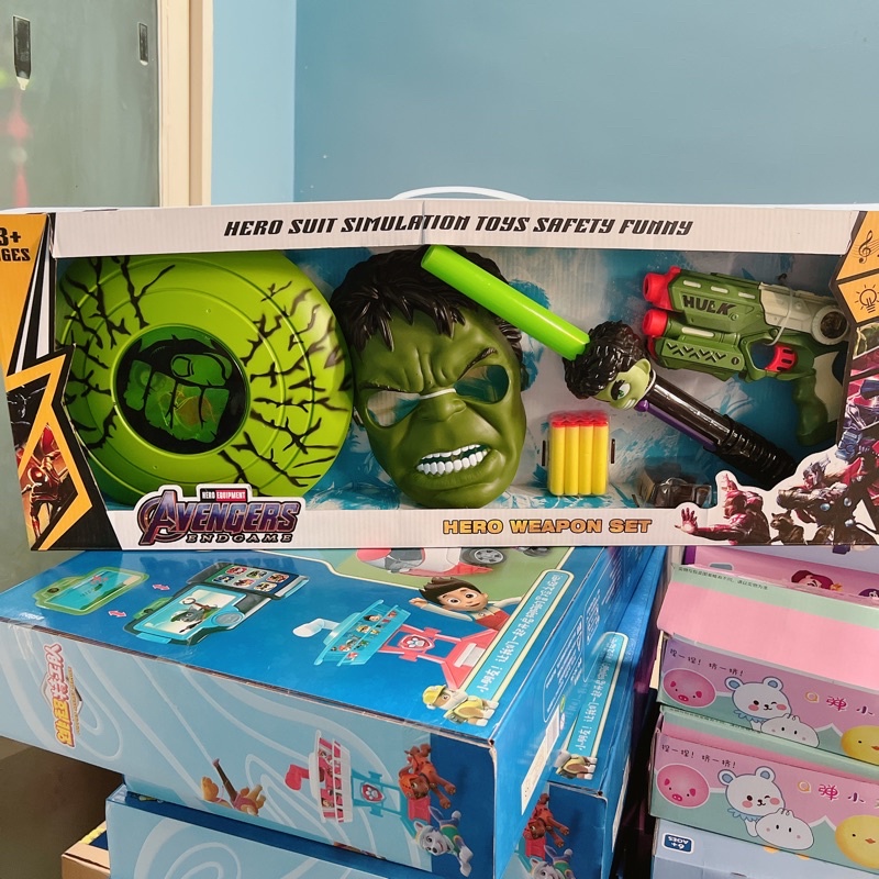 Đồ chơi siêu anh hùng Avenger Hulk Người Khổng lồ xanh hít xốp và côn pin