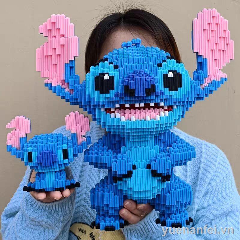 Tương thích với Lego người lớn lắp ráp ba chiều các hạt có độ khó cao Stitch khối xây dựng mô hình cặp đôi để gửi đồ chơi ghép hình cho bé gái