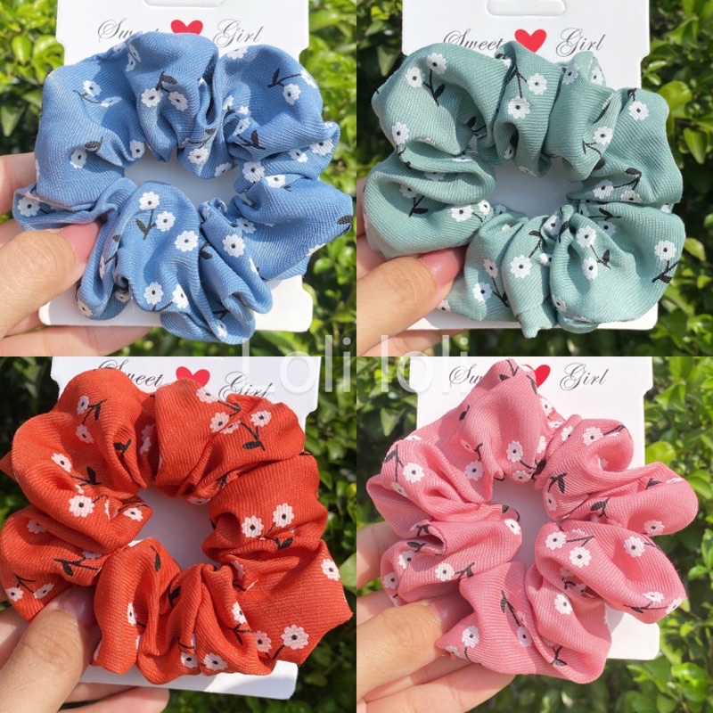 Scrunchies cột tóc, buộc tóc họa tiết hoa nhí dễ thương