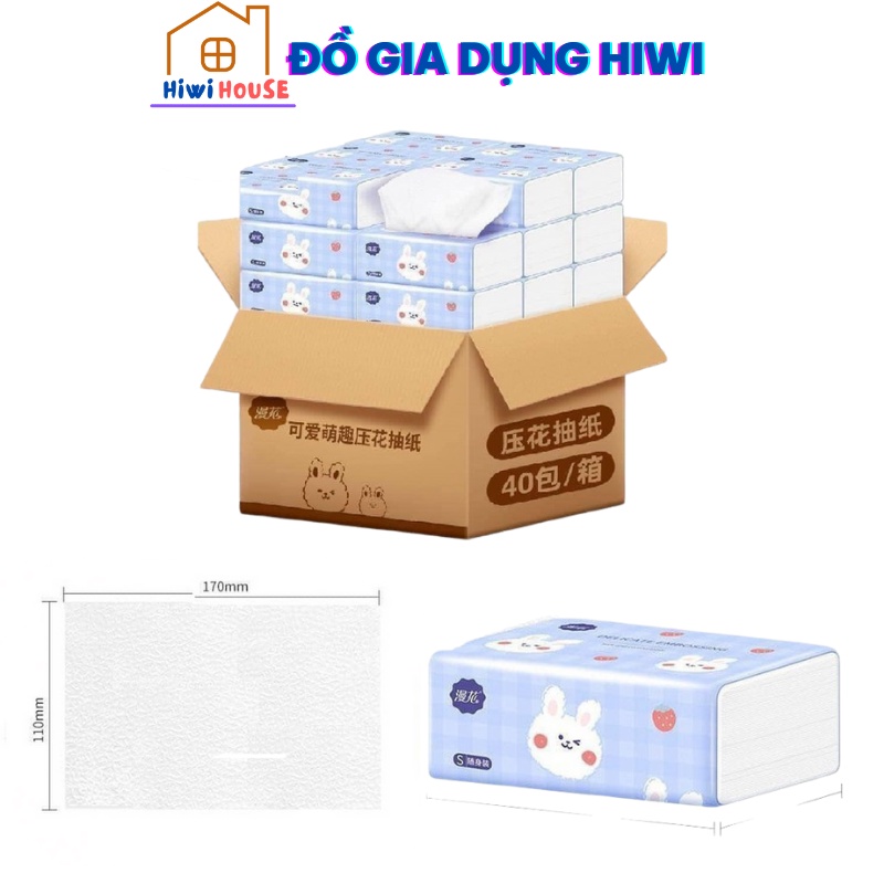 Thùng 40 Gói giấy ăn thỏ trắng siêu dai mềm mịn (Nội địa trung)
