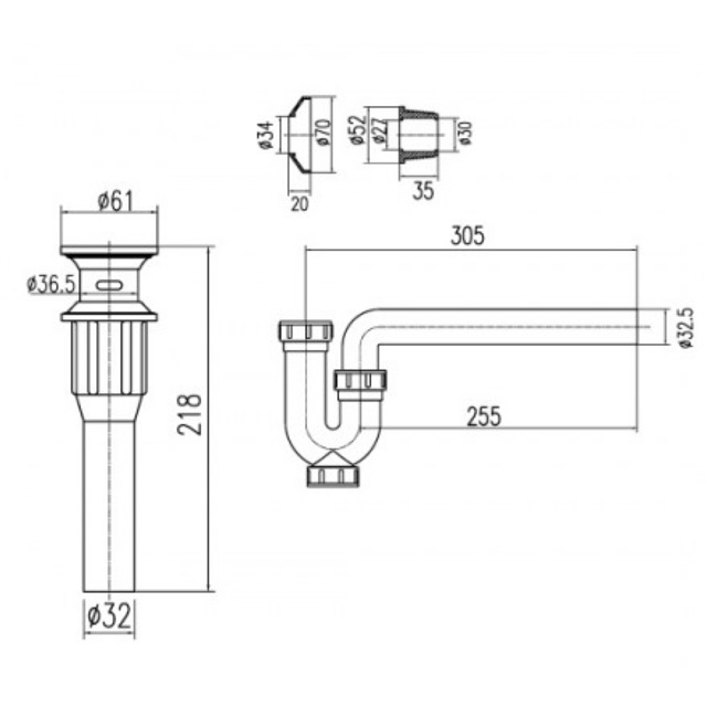 Xả Lavabo rửa mặt INAX A-325PS, bộ xả thoát nước lavabo rửa tay - hàng chính hãng