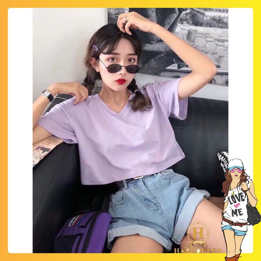 Áo Croptop 🎁Áo Thun nữ cổ tim 🎁Freesize-Form Rộng-Chất Liệu Tici Mềm Mại-Thoáng Mát cực kỳ xinh xắn Mã ACR02 | BigBuy360 - bigbuy360.vn