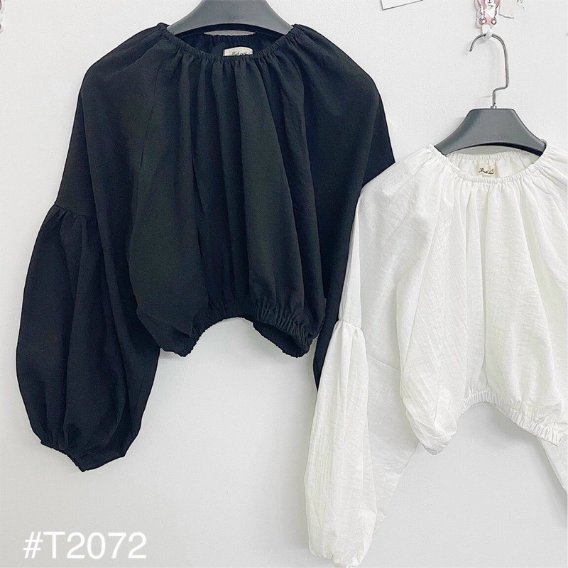 Áo Kiểu BATWING BLOUSE tay dài cổ tròn form chuẩn dễ mix chất linen thun mềm mịn tay áo s bo chun ko ko