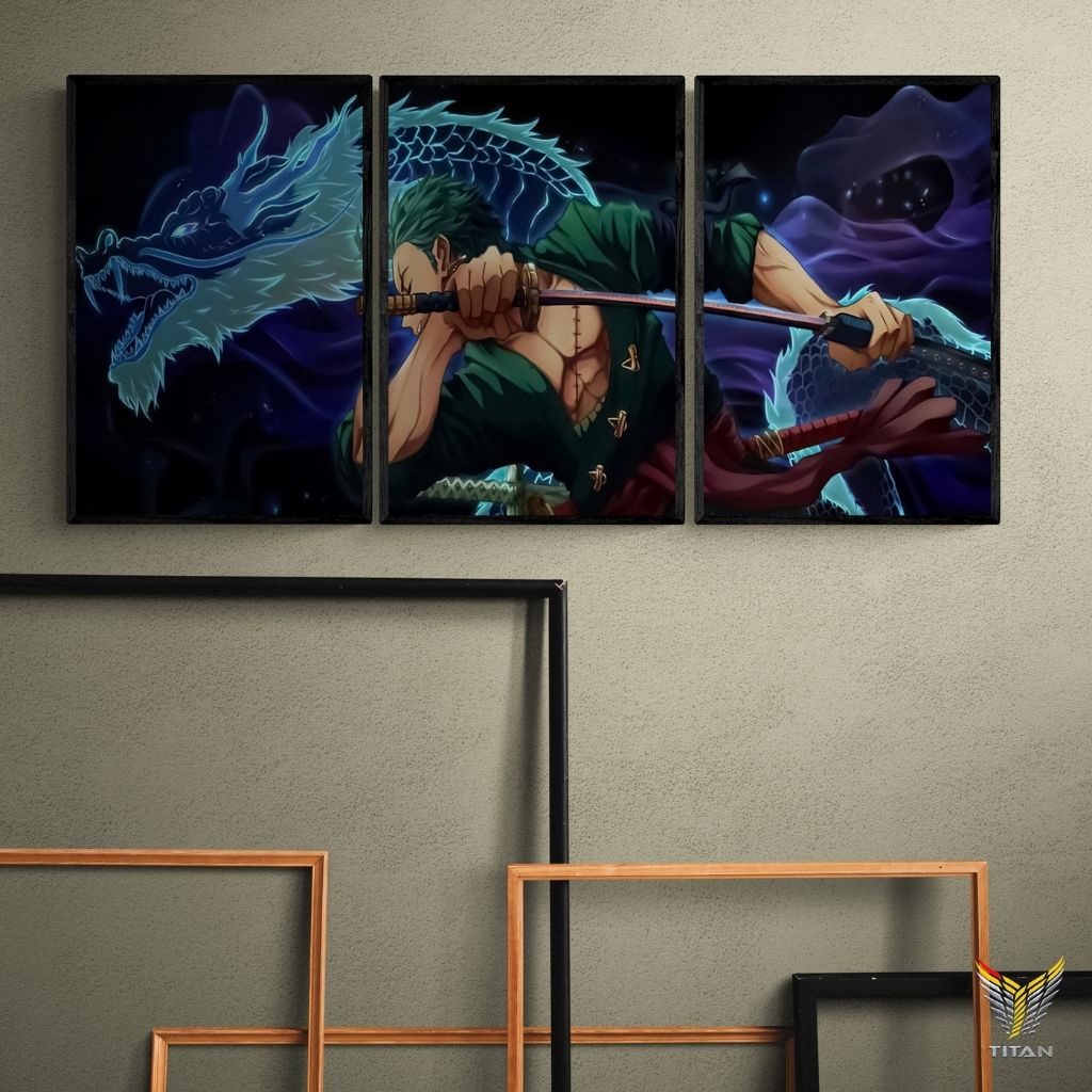Combo 3 tranh treo tường, tranh decor chủ đề Onepiece độc quyền TITAN360, kích thước 20x30 1 tấm, Mẫu 9