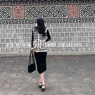 Áo gile lông thỏ dạ pha lông