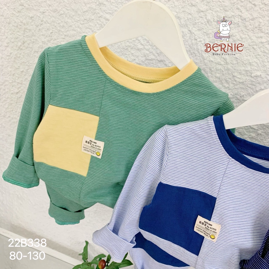 _Bộ kẻ phối túi đáp ngực berie cho bé 9 đến 23kg