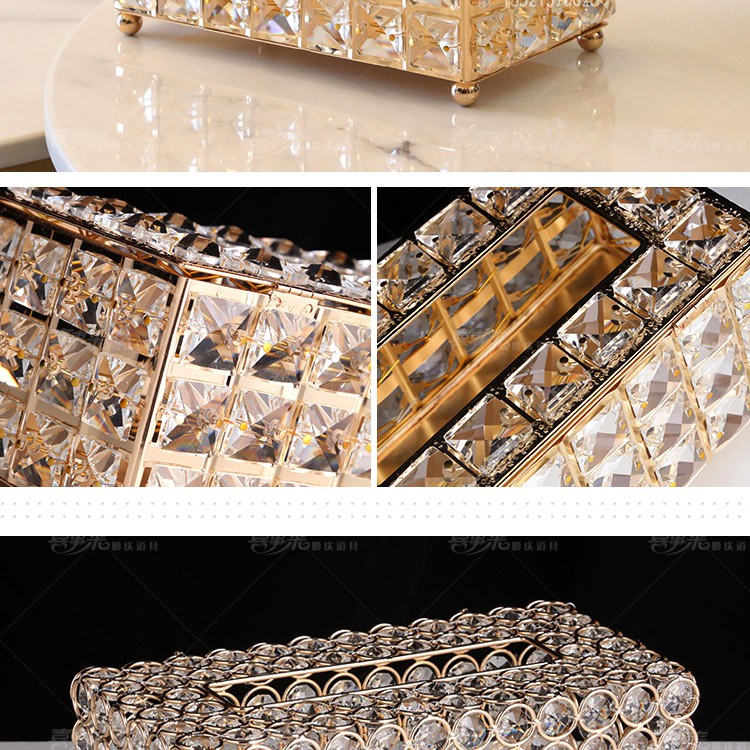 Hộp đựng khăn giấy pha lê cao cấp phong cách Châu Âu trang trí bàn ăn, phòng khách