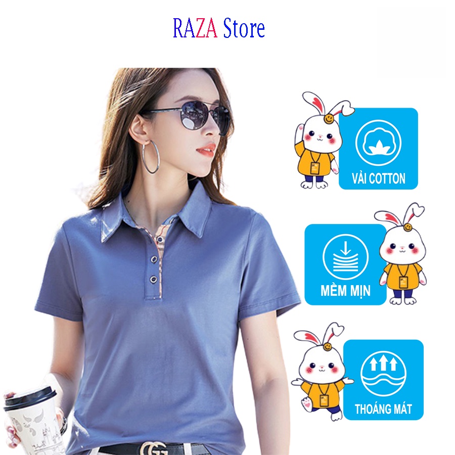 Áo polo nữ,áo thun có cổ nữ RAZA Store thun cotton ngắn tay thấm hút tốt, dáng công sở nhiều màu RZM45