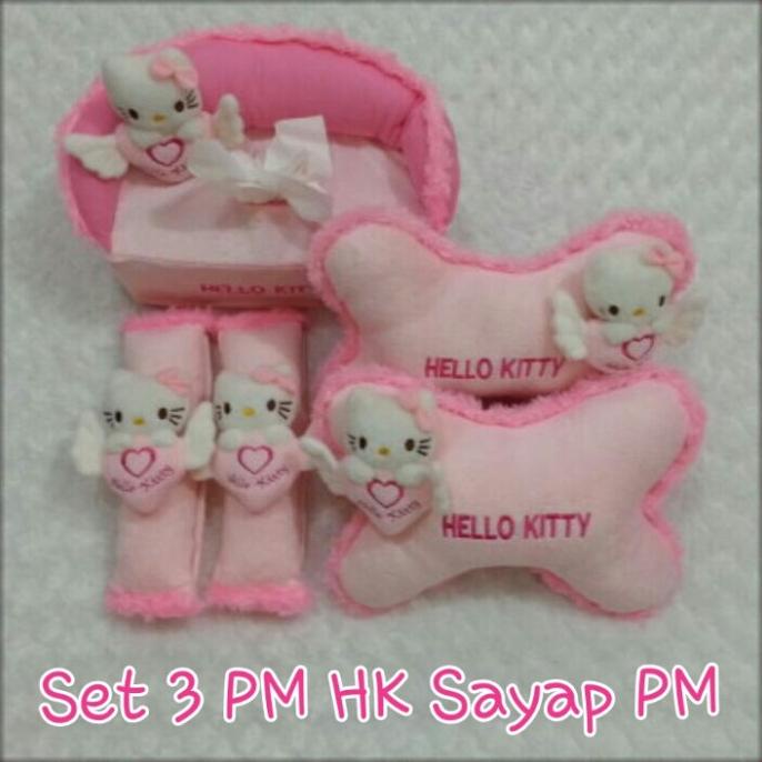 Bộ 3 Gối Hình Hello Kitty Xinh Xắn Dành Cho Xe Hơi