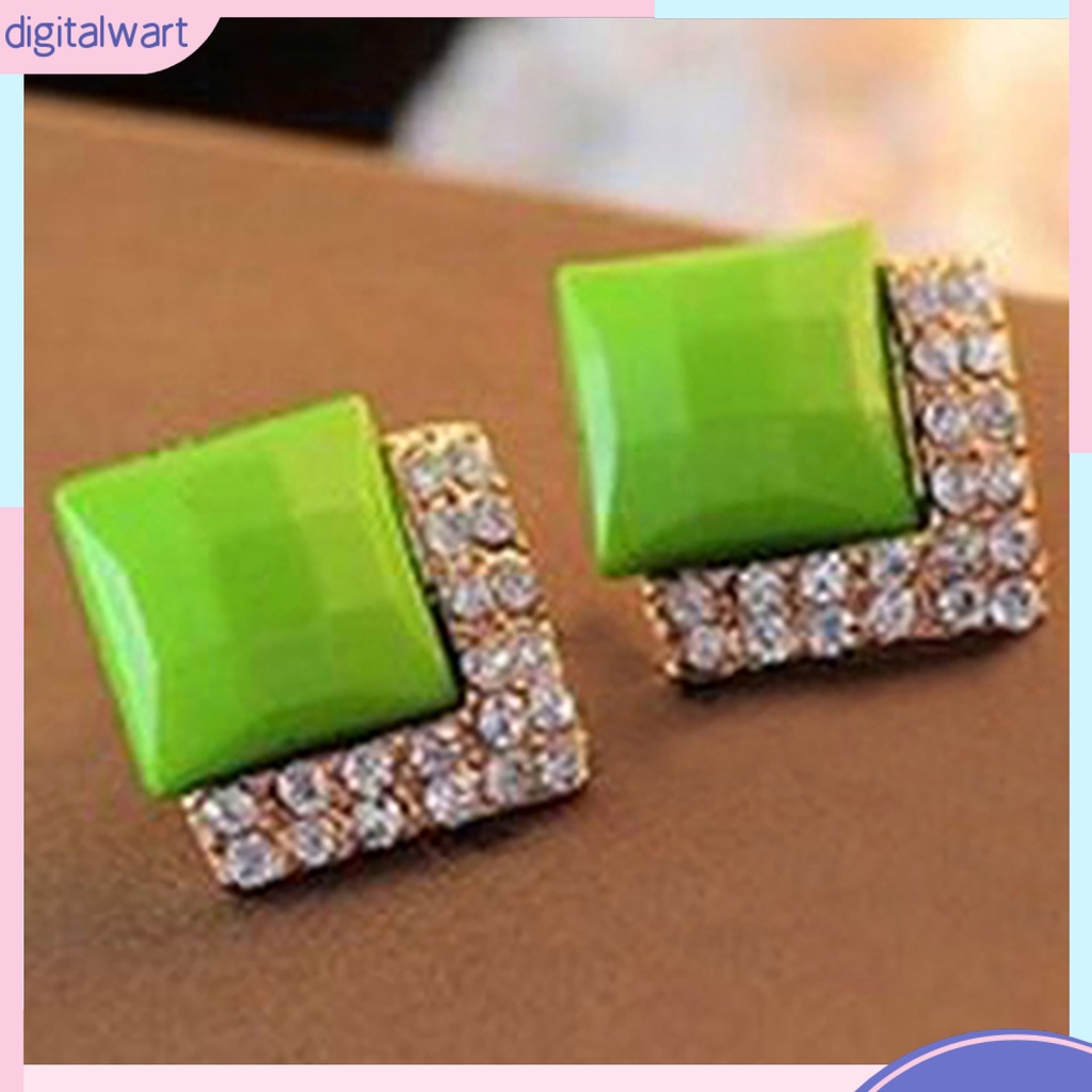 Dg✌❤ 1 Đôi Bông Tai Hình Vuông Lấp Lánh Duyên Dáng Dành Cho Nam Và Nữ