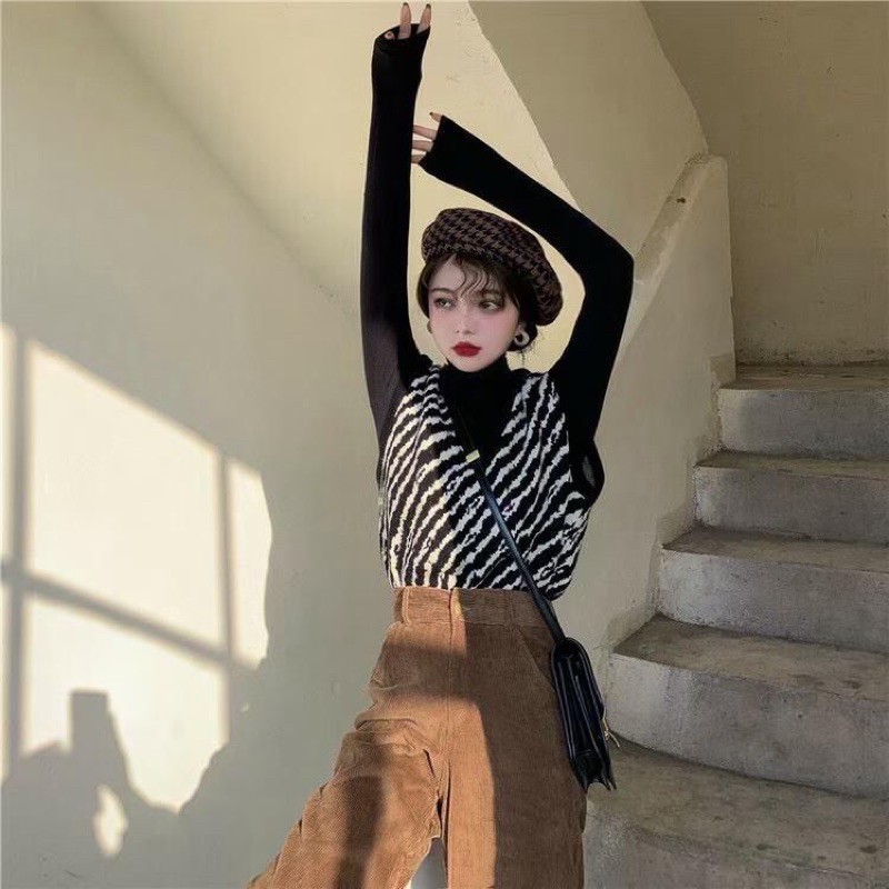 Áo Gile Nữ Hoạ Tiết Ngựa Vằn Cho Nữ Ullzang | BigBuy360 - bigbuy360.vn