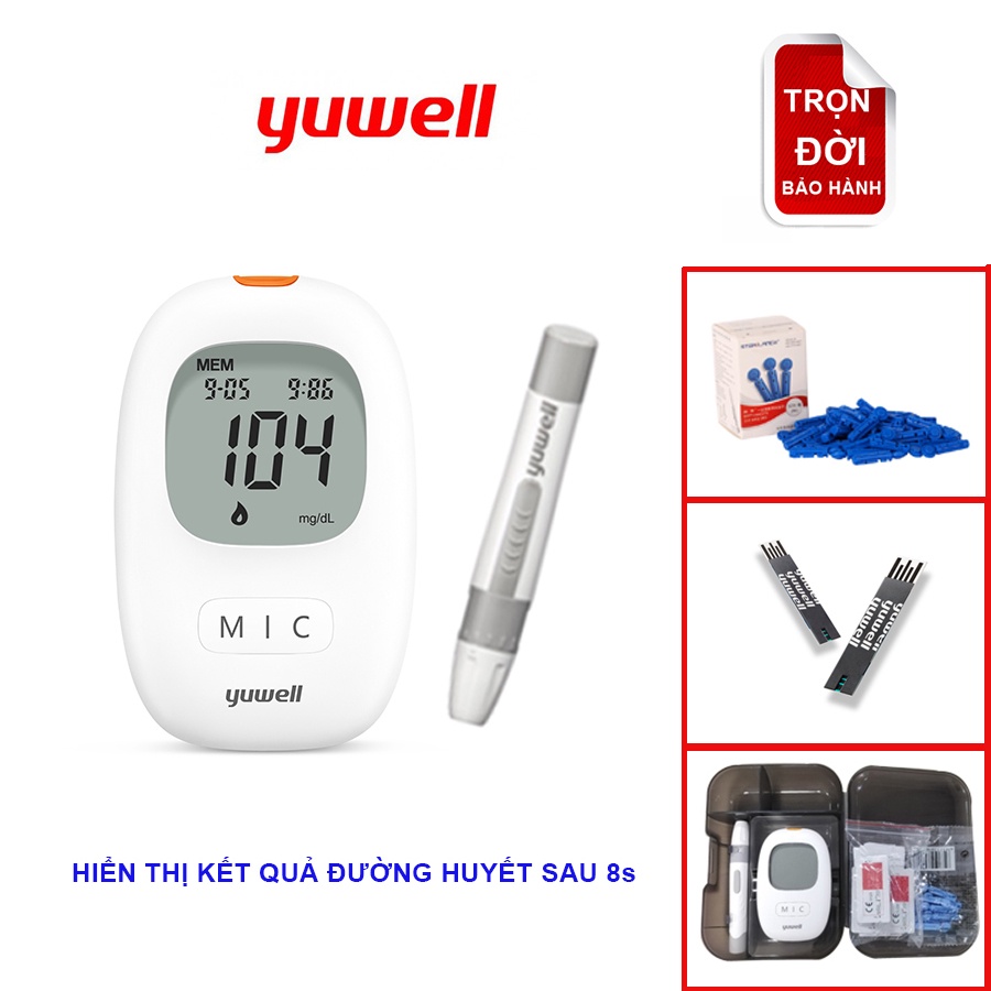 Máy đo đường huyết điện tử YUWELL Accusure 710 tặng kèm theo 10 kim lấy máu +10 que thử đường huyết - bảo hành trọn đời