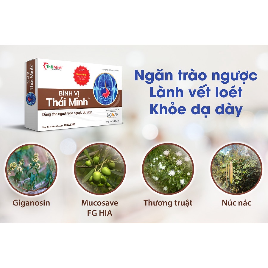 Bình Vị Thái Minh - Giảm trào ngược dạ dày, giảm thiểu các biểu hiện của viêm loét dạ dày, bảo vệ niêm mạc dạ dày