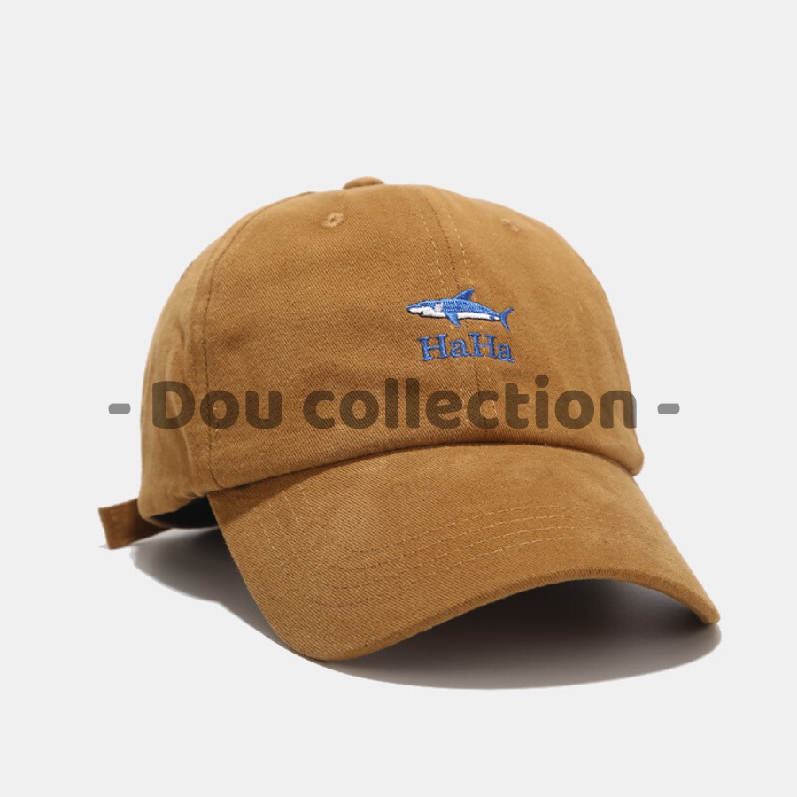 [Nowship2h] Mũ Lưỡi Trai (Nón Kết) Unisex Thiêu Logo Cá Mập HAHA - Chất Liệu Cotton - Mã NV018