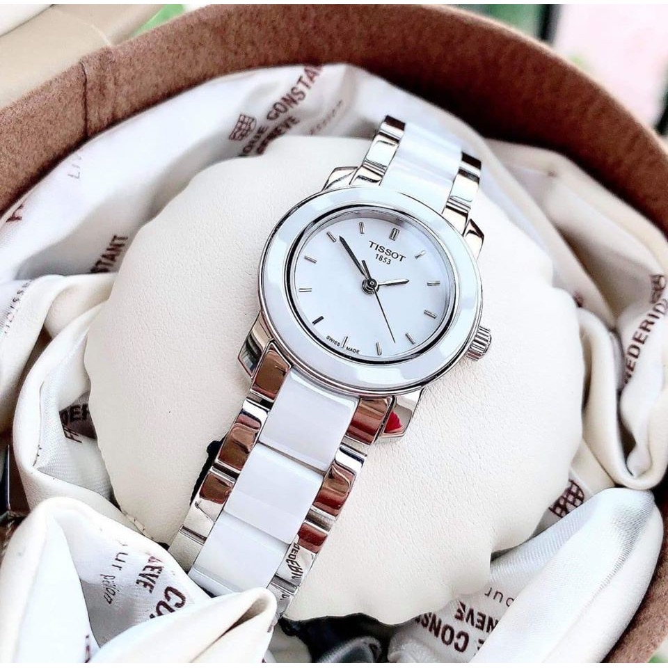 Đồng hồ nữ chính hãng Tissot T-Trend T064.210.22.011.00  - Máy Quartz Pin Thụy Sĩ - Dây đá Ceramic