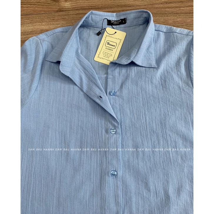 [HANNA] Áo bầu sơ mi trắng tay lỡ công sở CÓ SIZE 40-80KG vải đũi cao cấp thấm mồ hôi tốt thoáng mát mùa hè cho bé ty đư