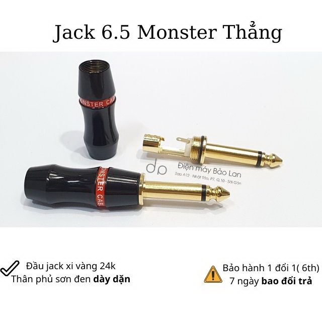 Jack 6 Ly Monster, Xi Vàng 24k Cao Cấp, Màu Đen, BH 6 Tháng, Sử Dụng Cho Âm Thanh Chuyên Nghiệp