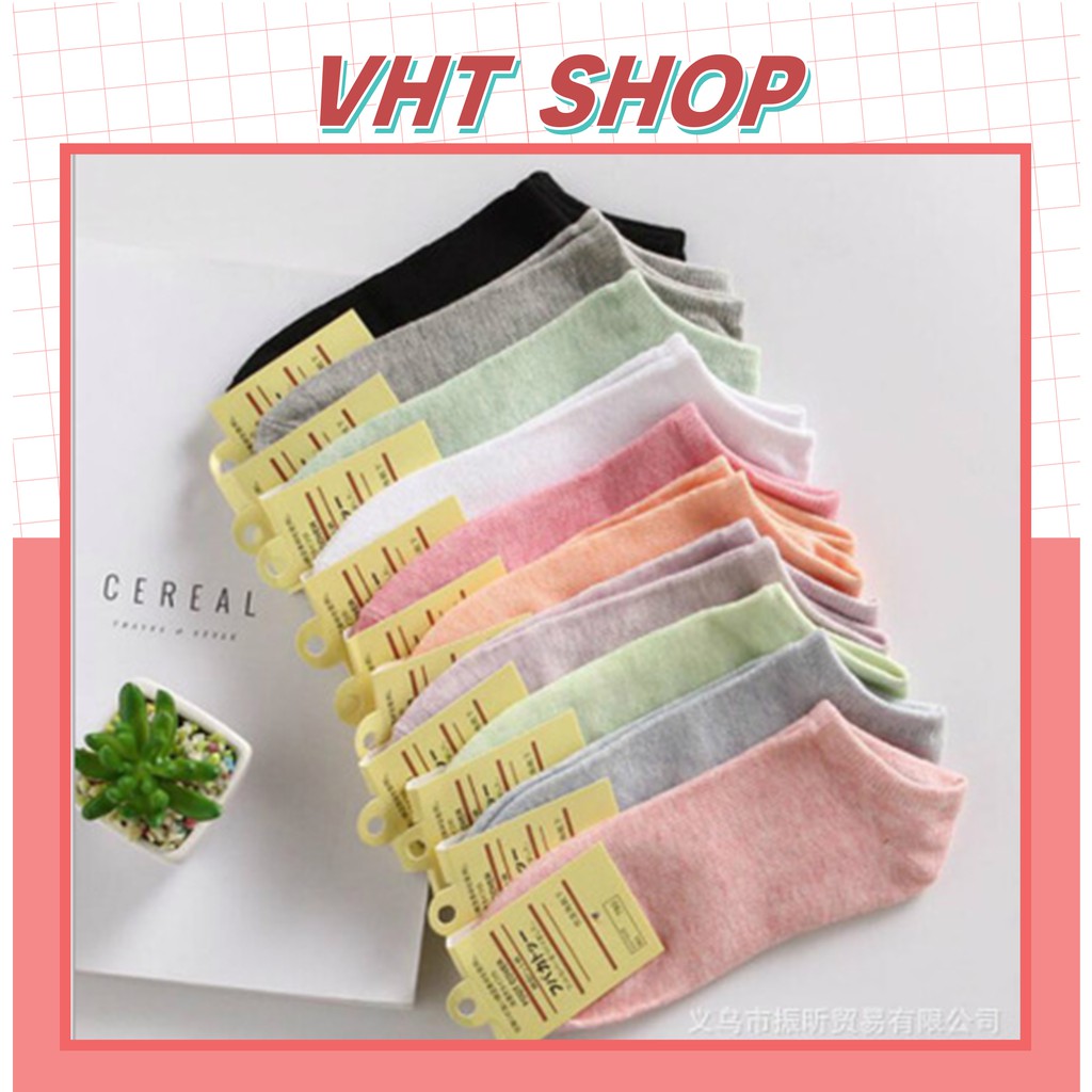 Tất cổ ngắn, vớ cổ ngắn nam nữ trơn basic vải cotton co giãn hàng xuất Nhật TC20 - VHT SHOP