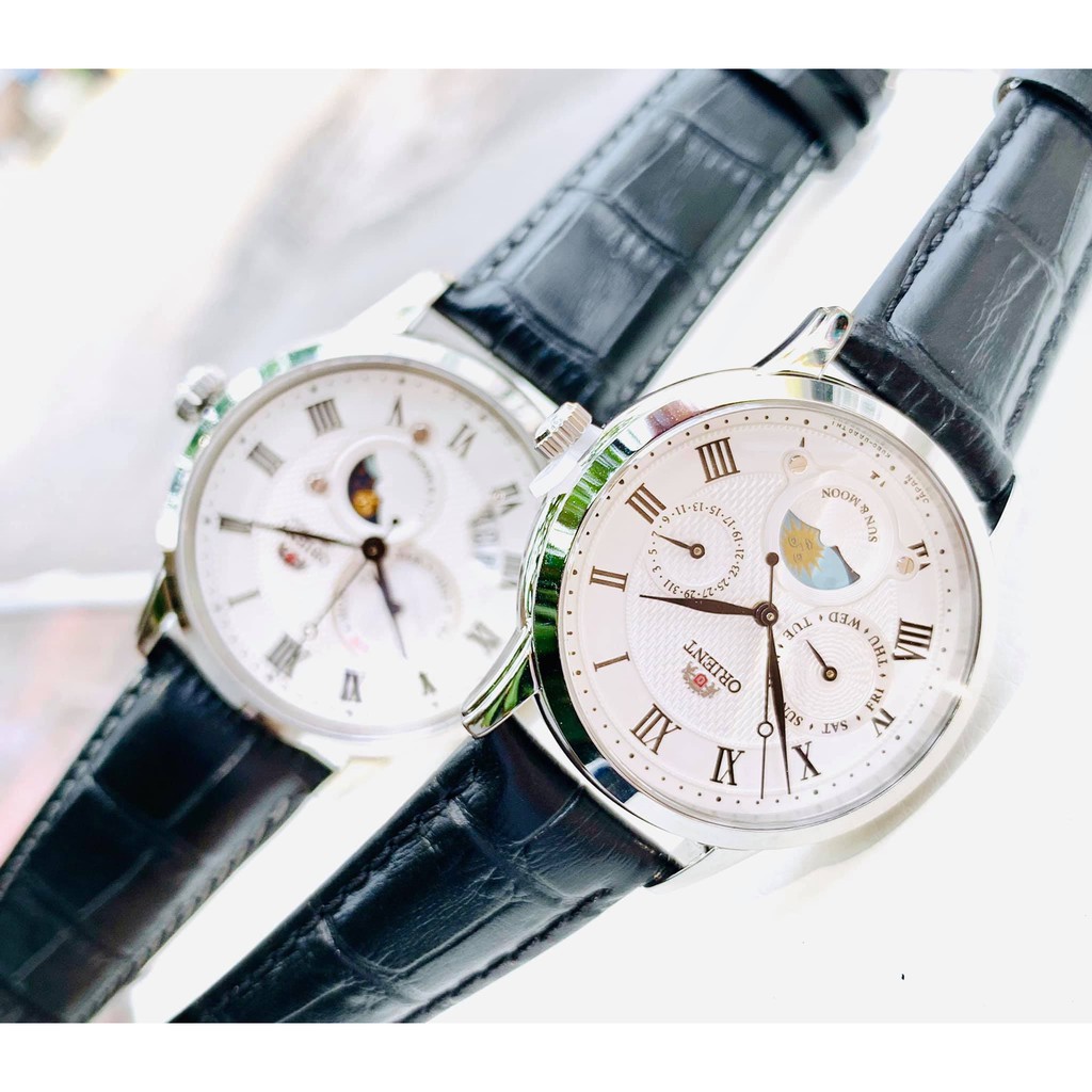 Đồng hồ đôi Orient Sun & Moon - Máy Automatic nam, Máy Quartz Pin nữ - Kính Sapphire