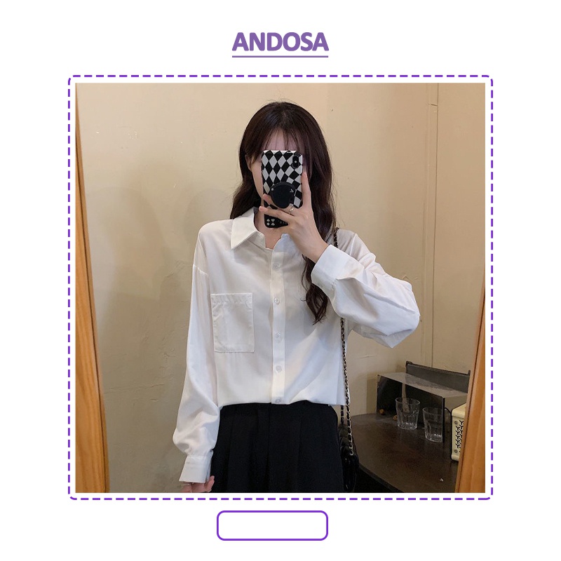 Áo sơ mi trắng nữ kiểu công sở đẹp form rộng tay dài hàng Quảng Châu cao cấp ANDOSA SM11