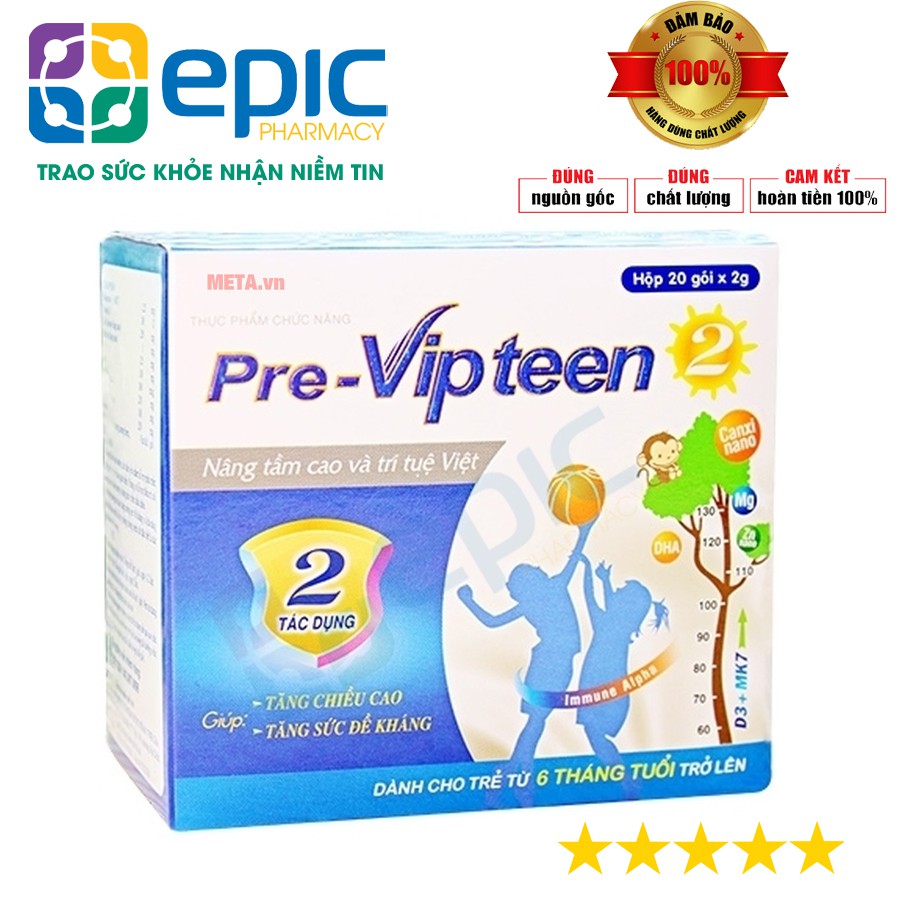 Pre Vipteen 2 - Giúp trẻ phát triển chiều cao vượt trội, tăng cường sức đề kháng, giảm nguy cơ mắc bệnh