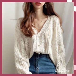 Áo Khoác Cardigan Len Ren Cúc Ngọc Vintage