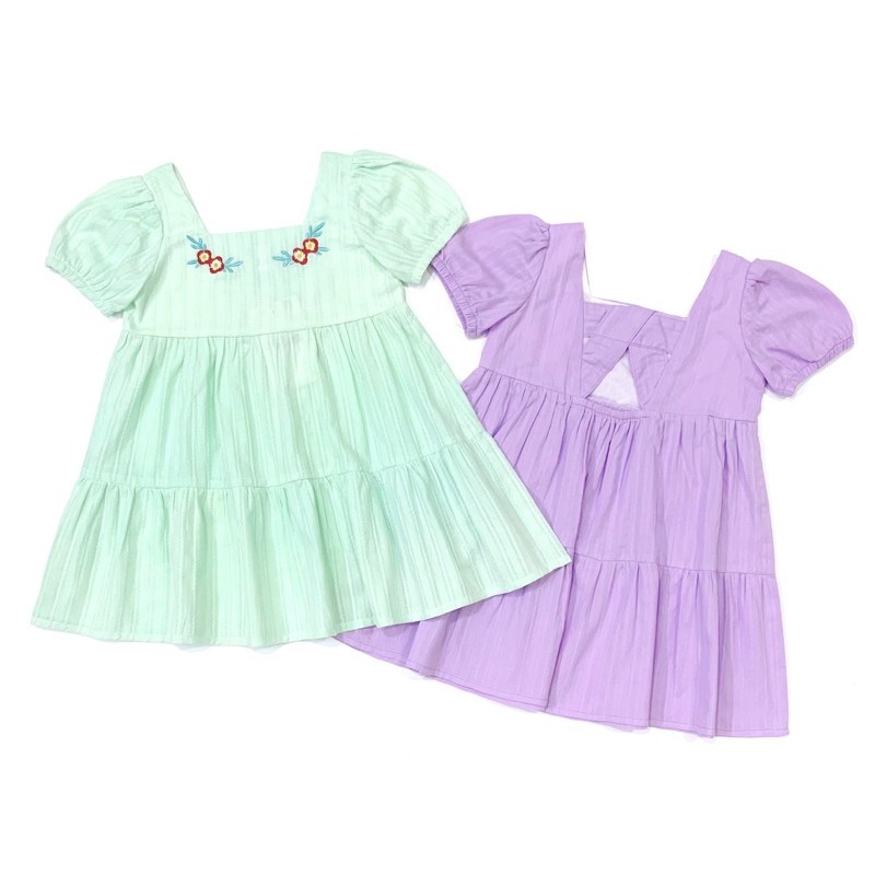 Đầm bé gái Pimpollo tay bồng dáng xoè chất cotton mềm mại thoáng mát thấm hút mồ hôi