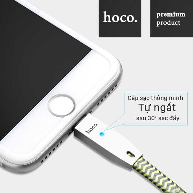 Cáp Sạc Hoco U11 tự ngắt khi sạc đầy ✓ Cáp iPhone