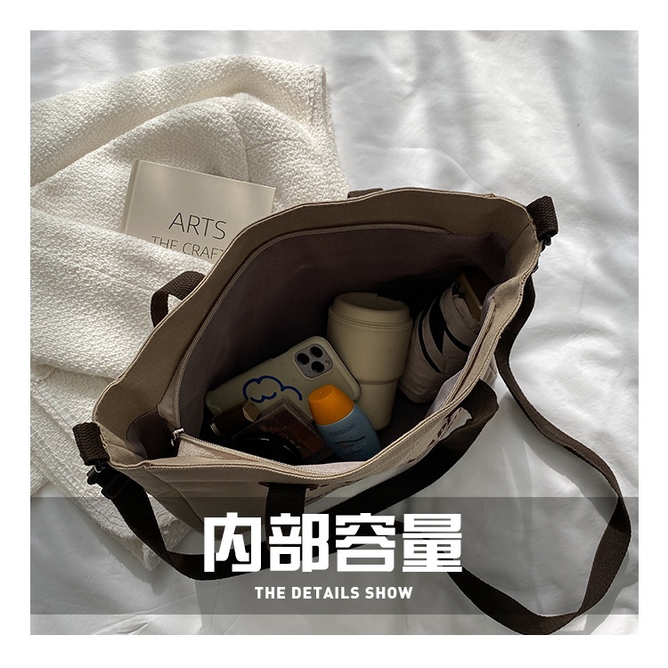 【Giao hàng nhanh】Túi Tote Đeo Vai Chất Liệu Canvas Sức Chứa Lớn Thời Trang Cho Nữ