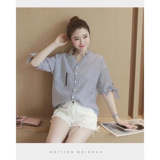 Áo Sơ Mi Kiểu Tay Nơ Esla