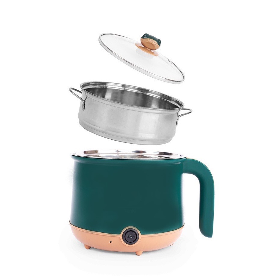 Nồi Điện 2 Tầng 18cm, Nồi Xửng Hấp Inox, Nồi Nấu Mì, Chiên Tặng xửng hấp inox (18cm + xửng inox)