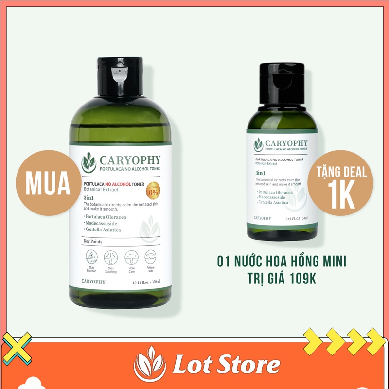 [Mã SKAMLTSW11 giảm 10% đơn 99K] Toner cho da dầu da mụn da nhạy cảm da hỗn hợp thiên dầu Hàn Quốc Caryophy 300ml