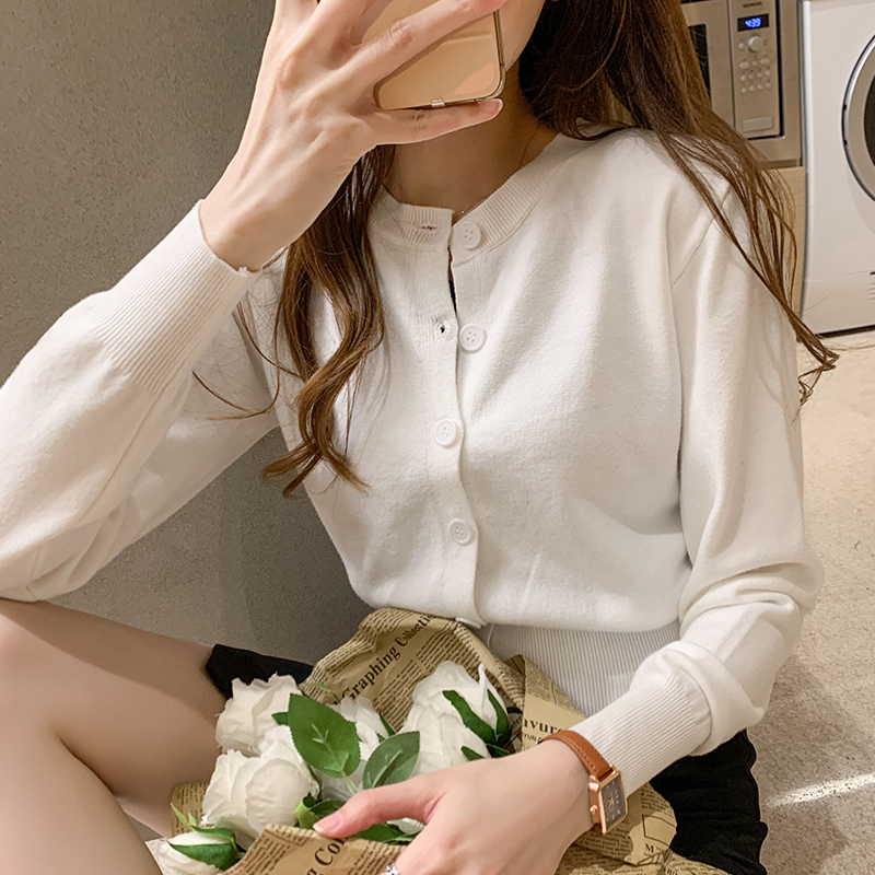 Áo Khoác Cardigan Dệt Kim Mỏng Dáng Ngắn Thời Trang Xuân Thu 2020 Phong Cách Hàn Quốc Mới Cho Nữ