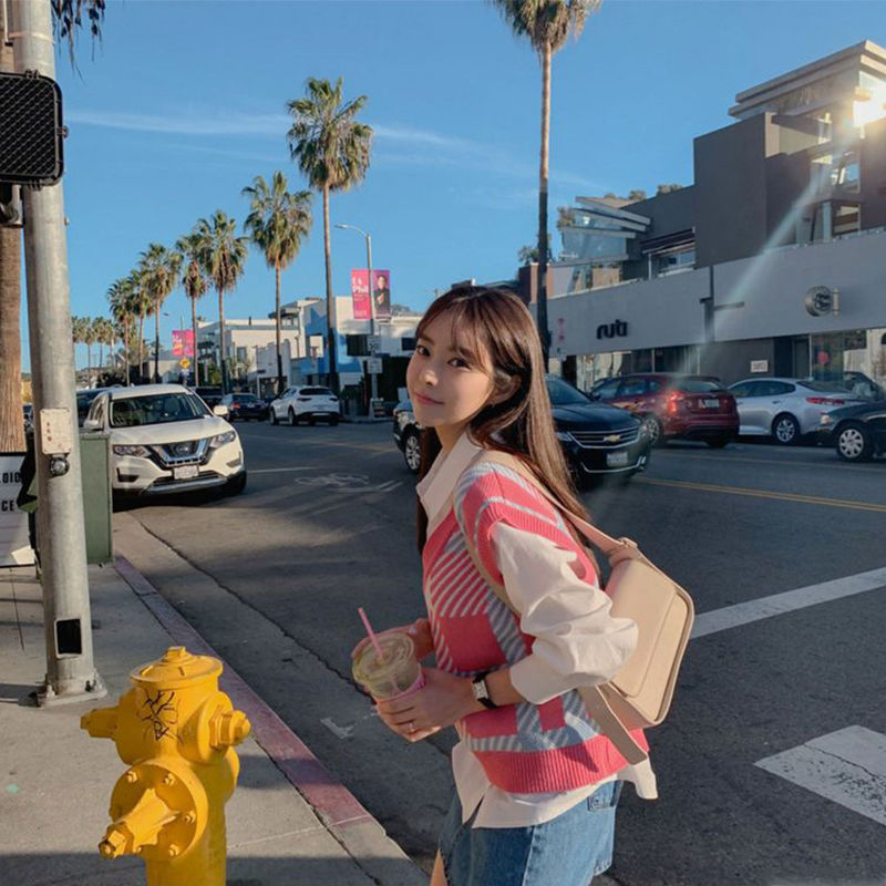 Áo Len Không Tay Cổ Chữ V Thời Trang Phong Cách Hàn Quốc Cho Phụ Nữ