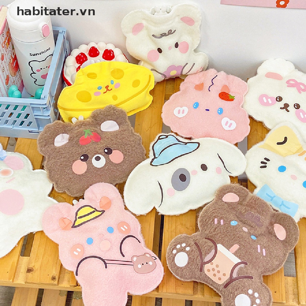 Bình Nước Giữ Ấm Tay Phủ Bông Chống Nổ Họa Tiết Hoạt Hình Đáng Yêu